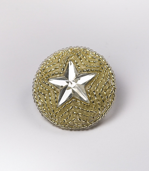 Silver Beaded Star Button Size 42L x10 - Click Image to Close
